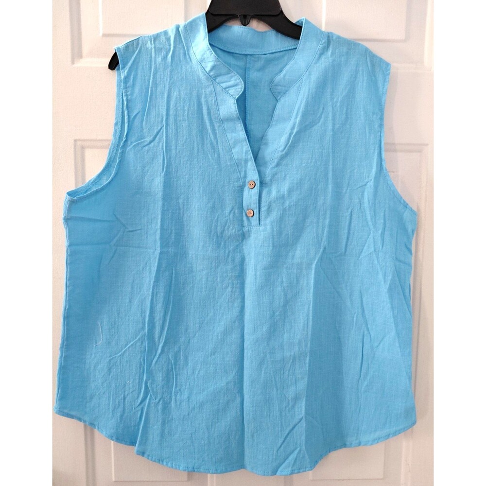Linen Top Purcolt Womens Cotton Sleeveless‎ V-Neck